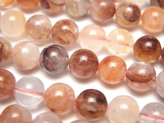 【動画】レッドヘマタイトクォーツ ラウンド8mm 1連(約36cm)の画像