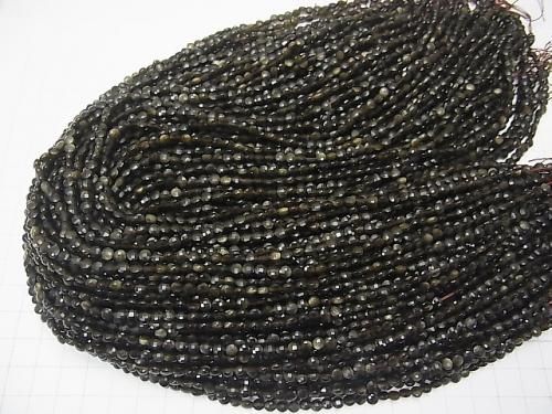 【素晴らしい輝き】ゴールデンオブシディアンAAA コインカット4×4×2mm 1連(約37cm) サムネイル4