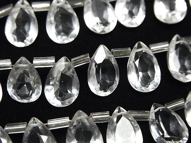 【動画】宝石質クリスタルAAA ペアシェイプ ファセットカット12×8mm 半連/1連(18粒)の画像