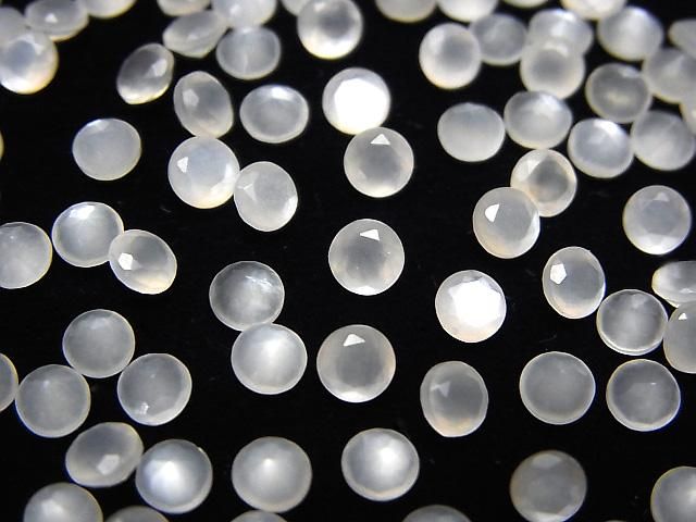【動画】宝石質ホワイトムーンストーンAAA ルース ラウンドファセットカット4×4mm 10粒の画像