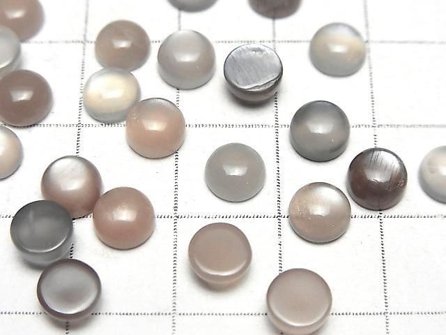 ブラウン~グレームーンストーンAAA ラウンド カボション6×6mm 10個 サムネイル2