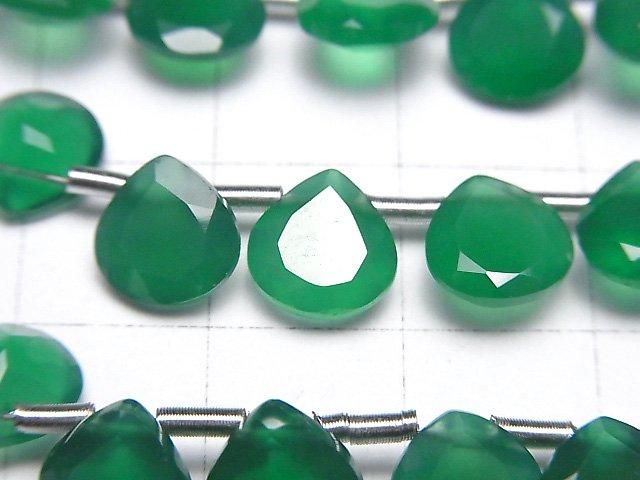 【動画】宝石質グリーンオニキスAAA マロン ファセットカット8×8mm 1連(18粒) サムネイル2