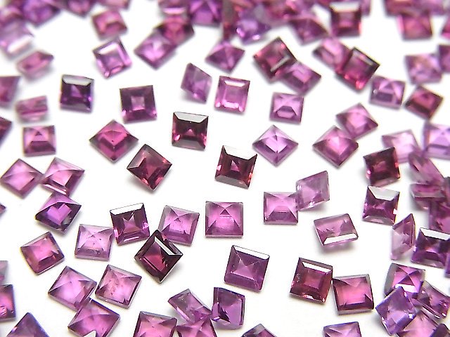 【動画】宝石質ロードライトガーネットAAA ルース スクエアファセットカット3×3mm 10粒