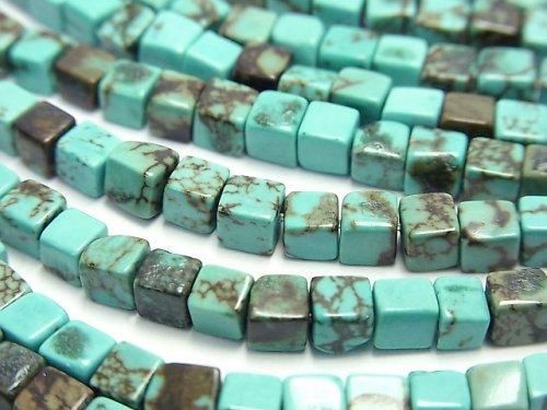 マグネサイトターコイズ キューブ4×4×4mm 1連(約36cm)の画像