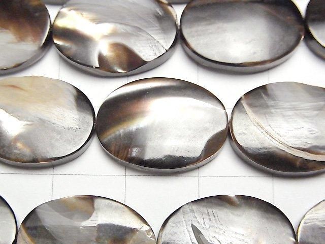 【動画】マザーオブパール ブラウン オーバル18×13mm 1連(約35cm) サムネイル2