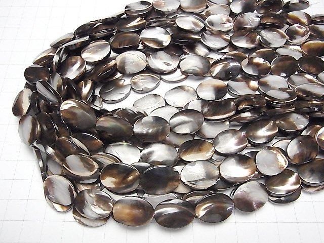 【動画】マザーオブパール ブラウン オーバル18×13mm 1連(約35cm) サムネイル4