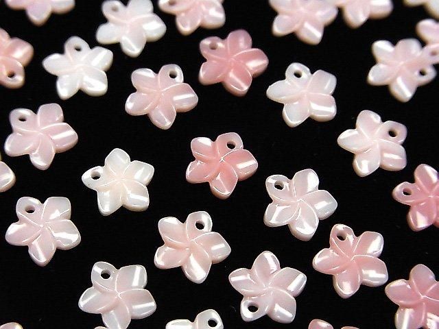 【動画】クィーンコンクシェルAAA フラワー彫刻 8mm トップ穴 2枚の画像