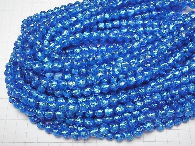 【動画】とんぼ玉 ラウンド8mm 【ブルー×ライトブルー/蓄光タイプ】 1/4連~1連(約36cm) サムネイル4