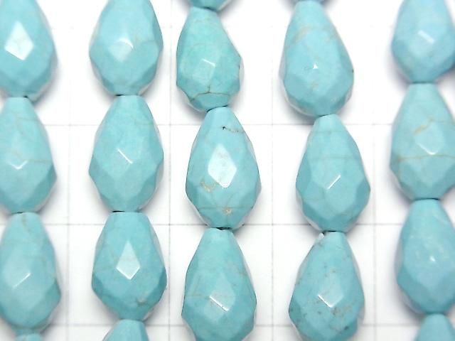 【動画】マグネサイトターコイズ 縦穴ドロップカット12×7×7mm 1連(約36cm) サムネイル2