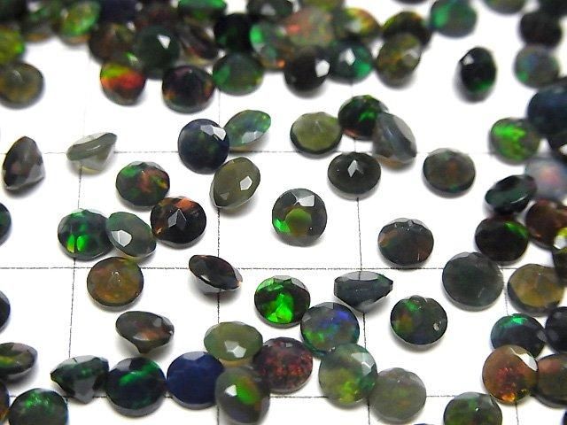 【動画】宝石質ブラックオパールAAA ルース ラウンドファセットカット4×4mm 10粒 サムネイル2