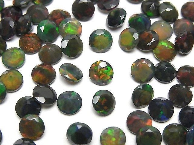 ブラックオパール 穴なしラウンドファセットカット6×6mm 4粒1,780円 