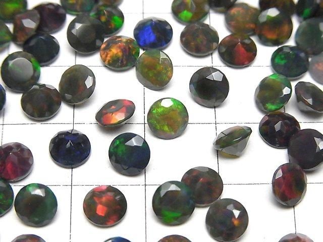 【動画】宝石質ブラックオパールAAA ルース ラウンドファセットカット6×6mm 4粒 サムネイル3