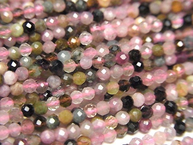 【動画】【素晴らしい輝き】マルチカラートルマリンAA++ 極小ラウンドカット2mm 1連(約37cm)の画像