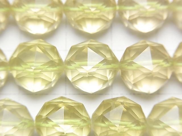 【素晴らしい輝き】レモンクォーツAAA- スターラウンドカット12mm 半連/1連(約35cm) サムネイル2