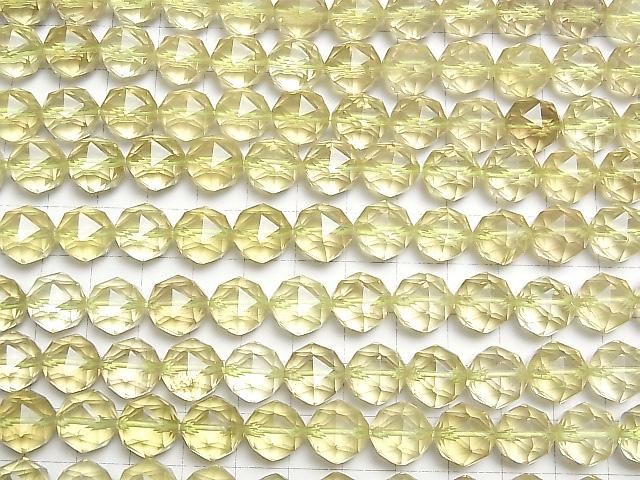 【素晴らしい輝き】レモンクォーツAAA- スターラウンドカット12mm 半連/1連(約35cm) サムネイル3