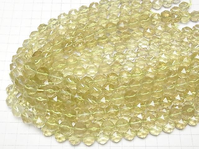 【素晴らしい輝き】レモンクォーツAAA- スターラウンドカット12mm 半連/1連(約35cm) サムネイル4