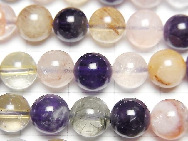 【動画】マルチカラークォーツ ラウンド8mm 半連/1連(約36cm) サムネイル2