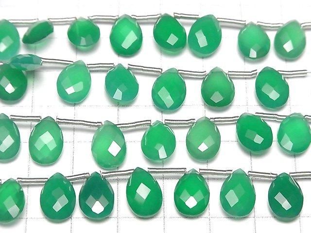 【動画】宝石質グリーンオニキスAAA ペアシェイプ ブリオレットカット12×8mm 半連/1連(12粒) サムネイル3