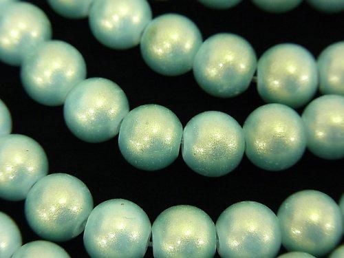 ガラスビーズ ラウンド8mm 【ブルーグリーン】 1連(約34cm)の画像