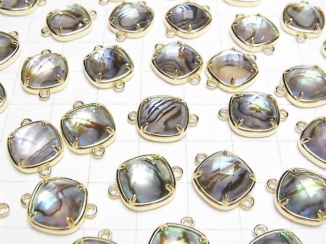 【動画】アバロンシェル×クリスタルAAA 枠留めスクエアカット12×12mm 【両カン】 18KGP製 1個 サムネイル3