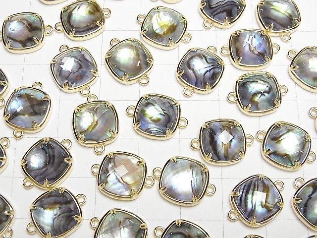 【動画】アバロンシェル×クリスタルAAA 枠留めスクエアカット12×12mm 【両カン】 18KGP製 1個 サムネイル4