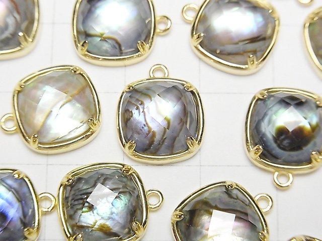 【動画】アバロンシェル×クリスタルAAA 枠留めスクエアカット12×12mm 【片カン】 18KGP製 1個 サムネイル2