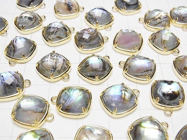 【動画】アバロンシェル×クリスタルAAA 枠留めスクエアカット12×12mm 【片カン】 18KGP製 1個 サムネイル3