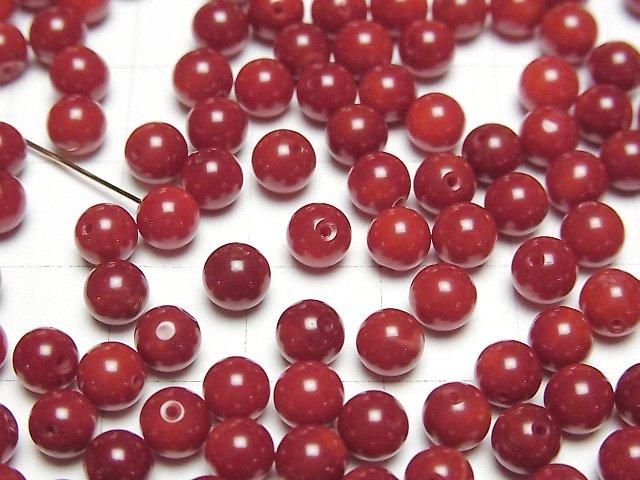 【動画】赤珊瑚・レッドコーラル(染) 片穴ラウンド5mm 10粒 サムネイル3