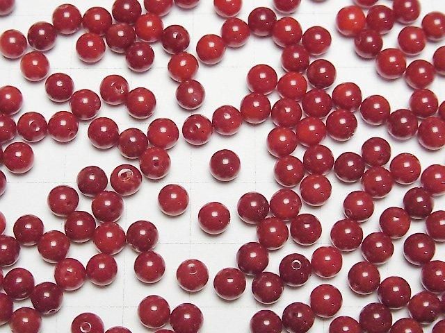 【動画】赤珊瑚・レッドコーラル(染) 片穴ラウンド5mm 10粒 サムネイル4