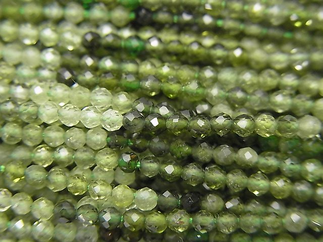 【動画】【素晴らしい輝き】宝石質グリーントルマリンAAA-　極小ラウンドカット2mm　1連（約32cm）の写真