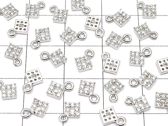 メタルパーツ CZ付きチャーム ダイヤ5×5mm シルバーカラー 2個 サムネイル3