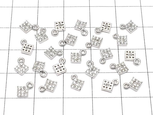 メタルパーツ CZ付きチャーム ダイヤ5×5mm シルバーカラー 2個 サムネイル4