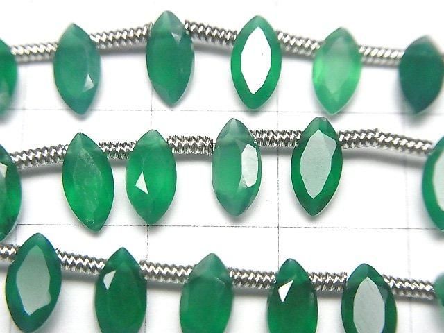 【動画】宝石質グリーンオニキスAAA マーキス ファセットカット8×4mm 1連(約13cm) サムネイル2
