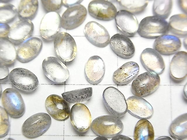 【動画】宝石質ラブラドライトAAA- オーバル カボション6×4mm 10個 サムネイル2