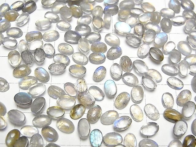 【動画】宝石質ラブラドライトAAA- オーバル カボション6×4mm 10個 サムネイル3