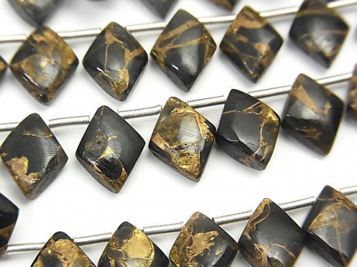 コッパーオブシディアン ダイヤ10×8mm 1連（22粒）｜天然石ビーズの卸 