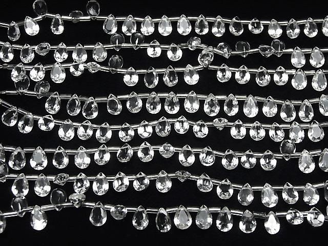 【動画】宝石質クリスタルAAA ペアシェイプ ファセットカット9×6mm 1連(18粒) サムネイル4