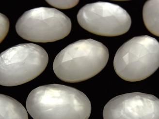 ホワイトシェル×ローズクォーツAAA オーバル ローズカット18×13mm