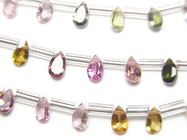 マルチカラートルマリン ペアシェイプファセットカット5×3mm 1連（18粒