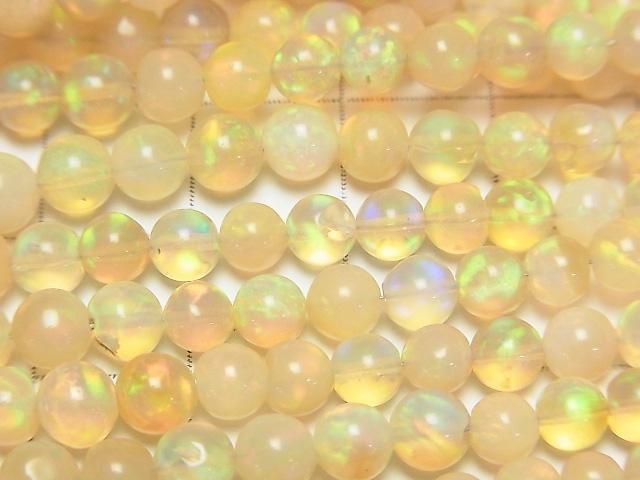 【動画】宝石質エチオピア産オパールAAA ラウンド3.5~7mm 半連/1連(約40cm) サムネイル2
