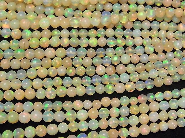 【動画】宝石質エチオピア産オパールAAA ラウンド3.5~7mm 半連/1連(約40cm) サムネイル3