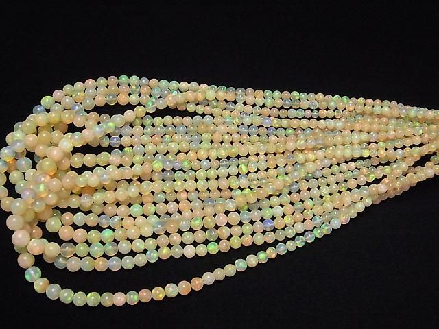 【動画】宝石質エチオピア産オパールAAA ラウンド3.5~7mm 半連/1連(約40cm) サムネイル4