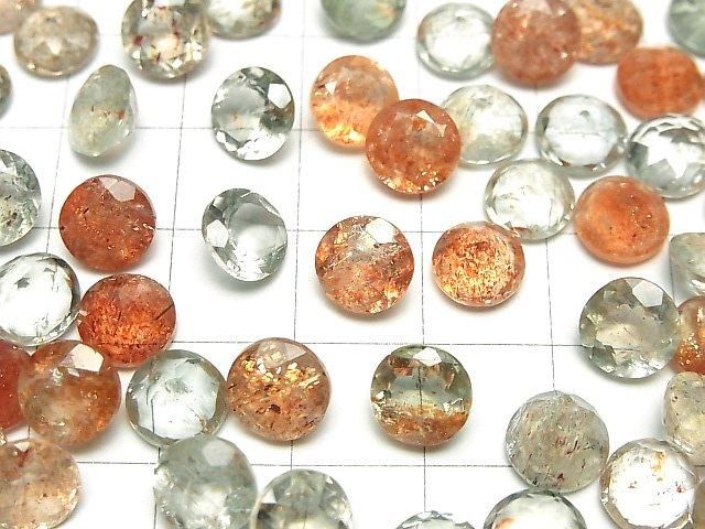 【動画】宝石質マルチカラーサンストーンAAA ルース ラウンドファセットカット8×8mm 3粒 サムネイル3