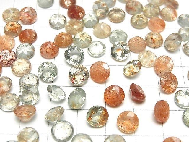 【動画】宝石質マルチカラーサンストーンAAA ルース ラウンドファセットカット8×8mm 3粒 サムネイル4