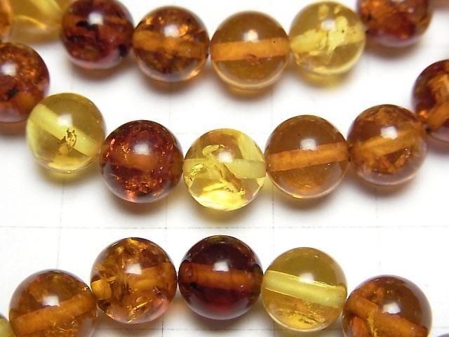 【動画】バルティックアンバー(琥珀) ラウンド8mm マルチカラー 1連(ブレス) サムネイル2