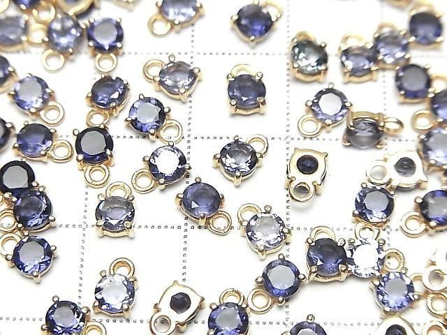 【動画】宝石質アイオライトAAA 枠留めラウンドファセットカット4×4mm 18KGP 2個 サムネイル3