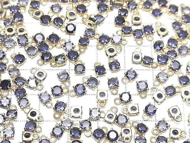 【動画】宝石質アイオライトAAA 枠留めラウンドファセットカット4×4mm 18KGP 2個 サムネイル4