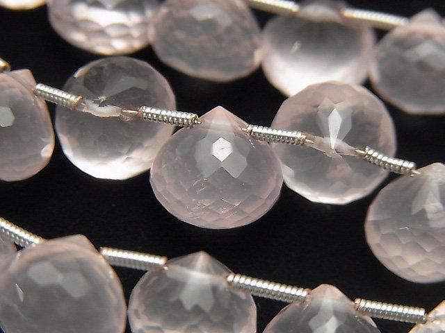 【動画】宝石質ローズクォーツAAA オニオン ブリオレットカット 1連(約16cm)の画像