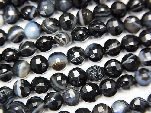 【素晴らしい輝き】ストライプオニキス コインカット4×4×3.5mm 1連(約36cm)の画像