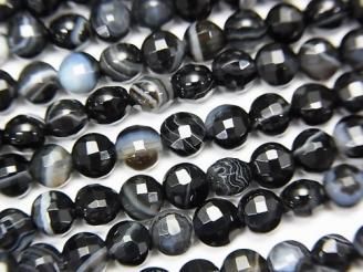 【素晴らしい輝き】ストライプオニキス コインカット4×4×3.5mm 1連(約36cm)